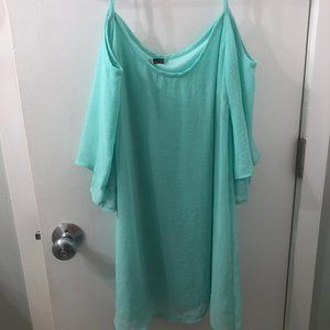 Cefian Seafoam Tunic Dress Flutter Sleeves